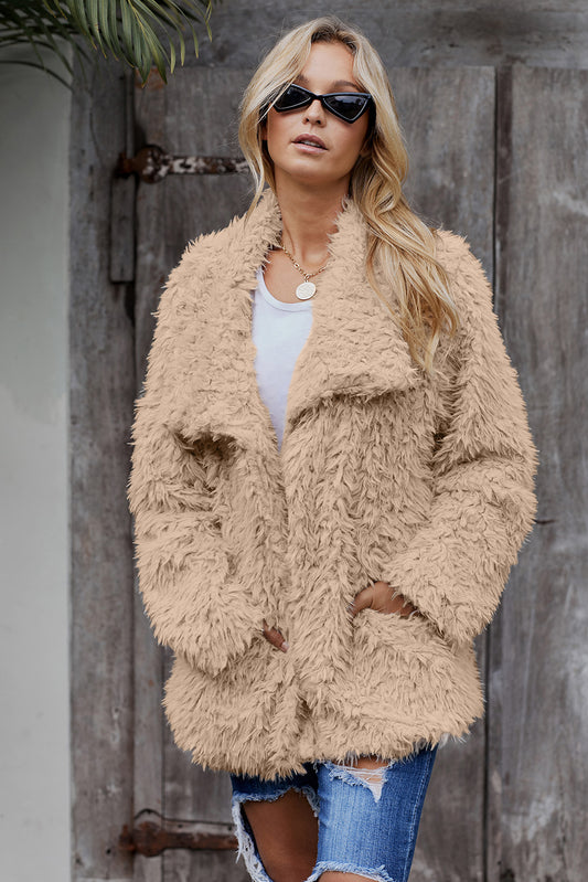 Beige Faux Fur Jacket