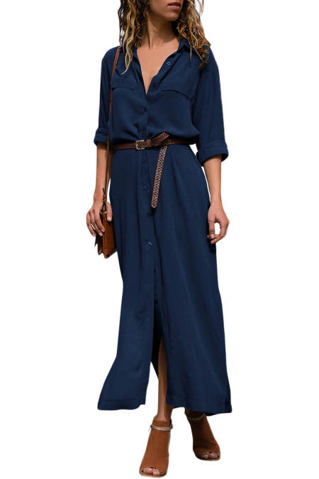 Maxi shirt dress with sash