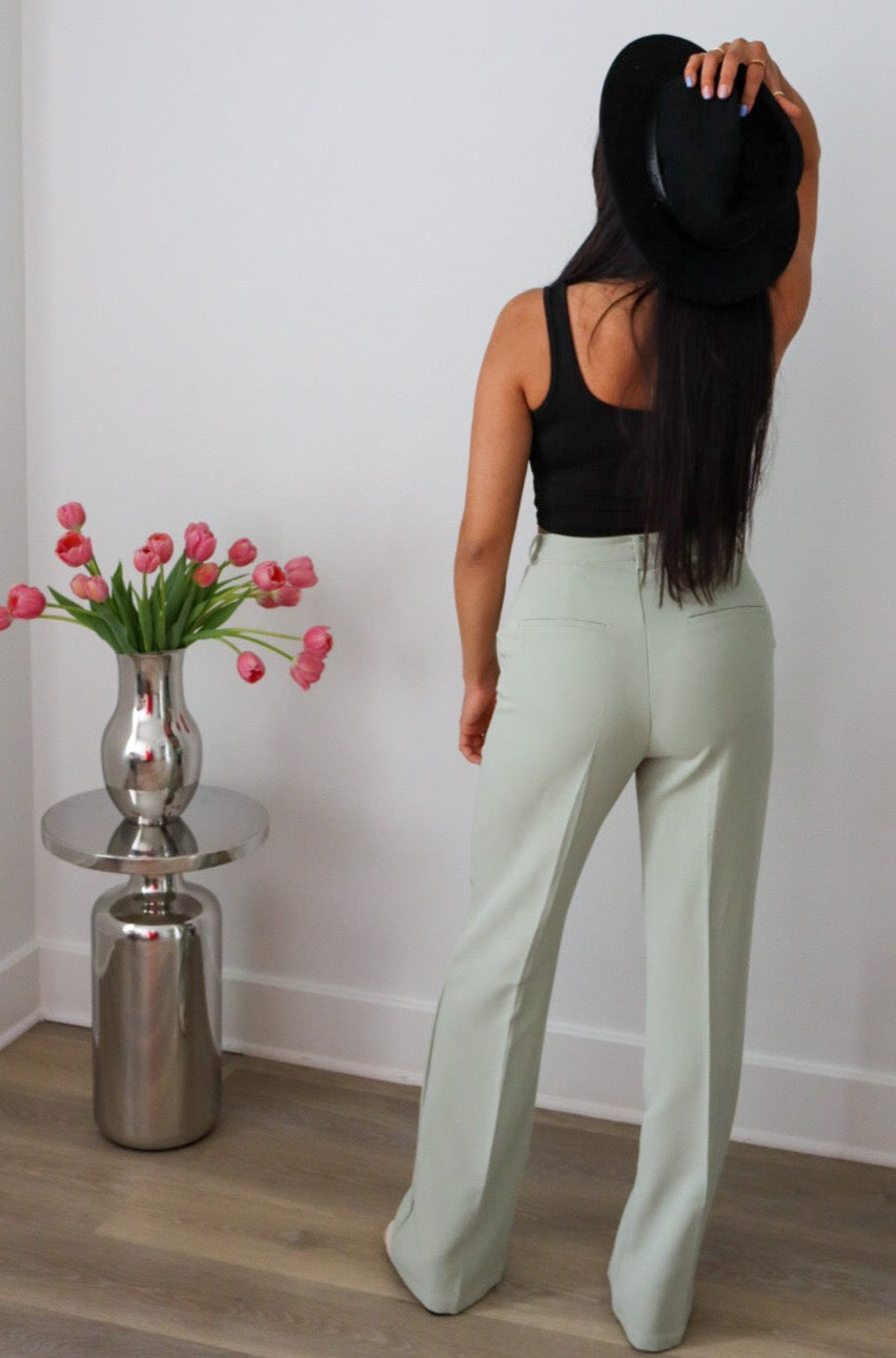 Seam Front Wide Leg Pants